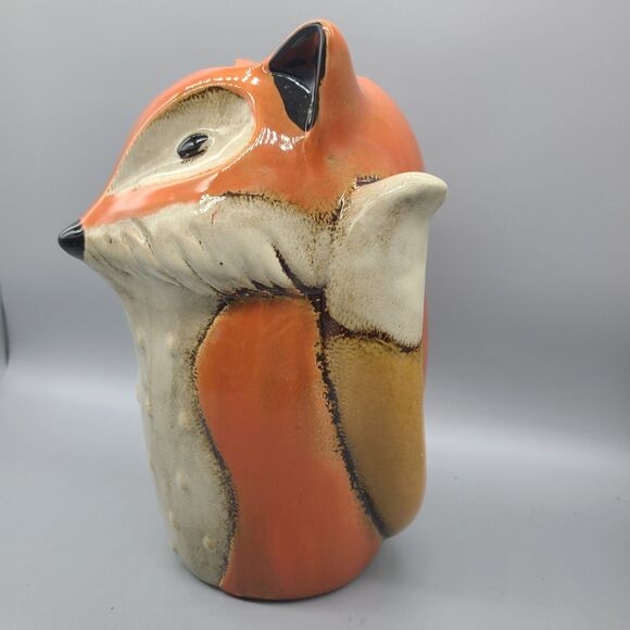 Pier 1 Ceramic Fox vase 10.25" Decorative Orange  Discontinued New - Picture 2 of 8